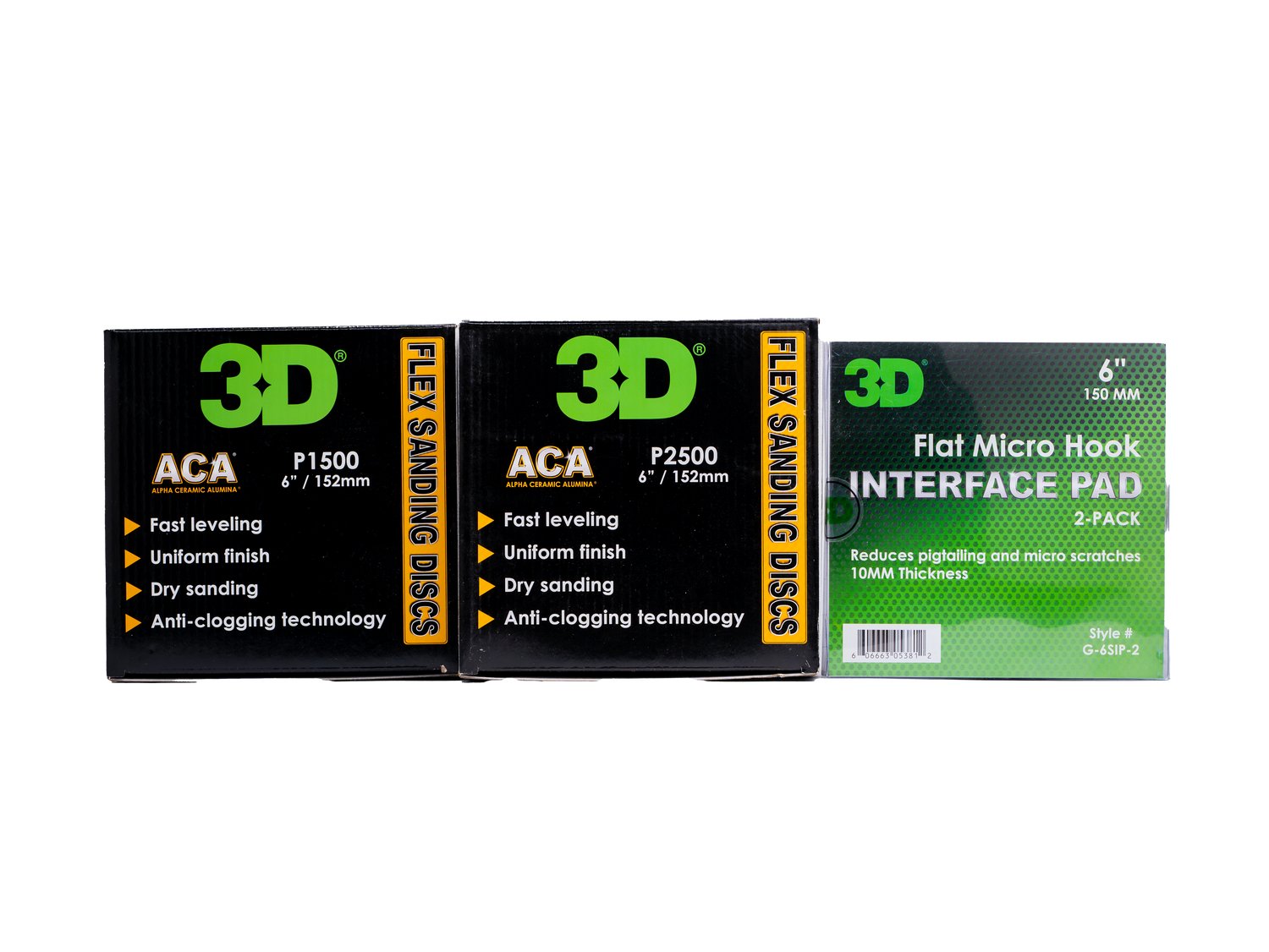 3D ACA sanding kit with 6 inch P1500 & P2500 discs for car paint prep - 3dcarcare.co.uk