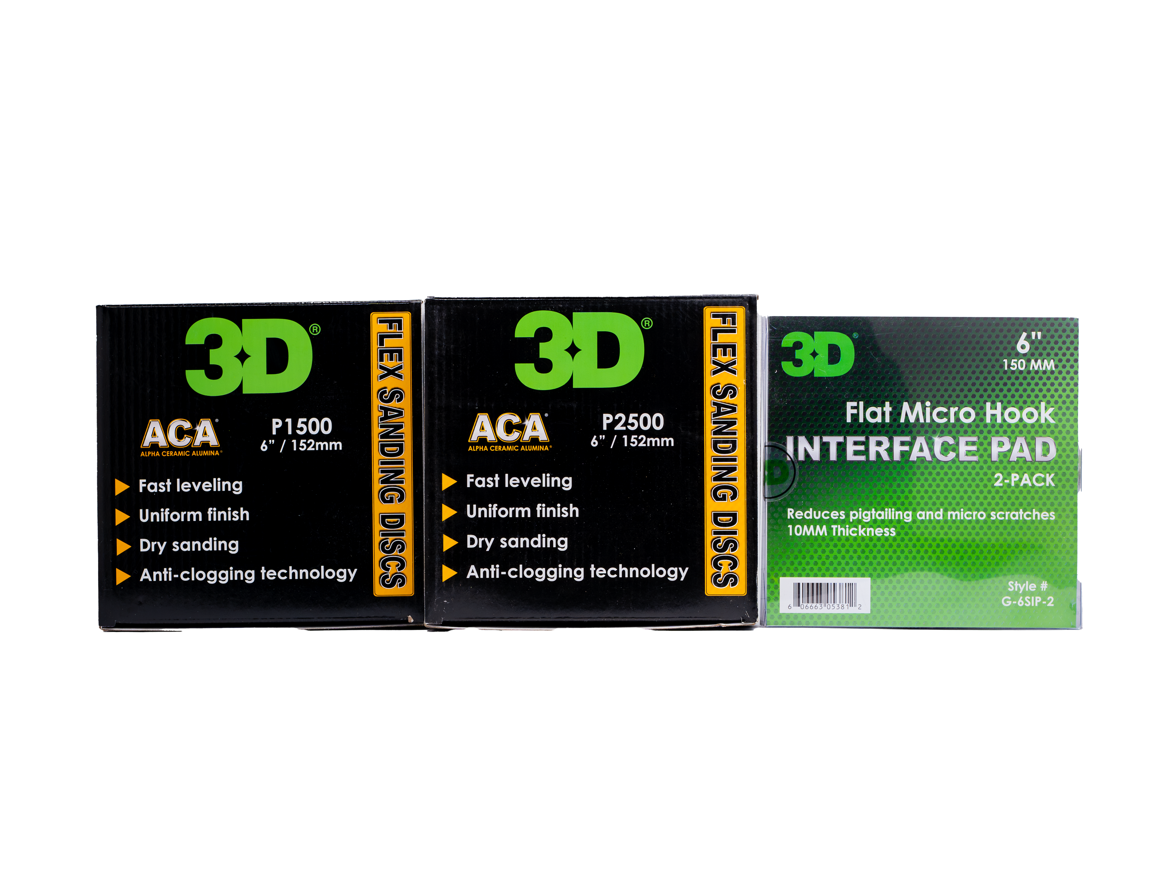 3D ACA sanding kit with 6 inch P1500 & P2500 discs for car paint prep - 3dcarcare.co.uk